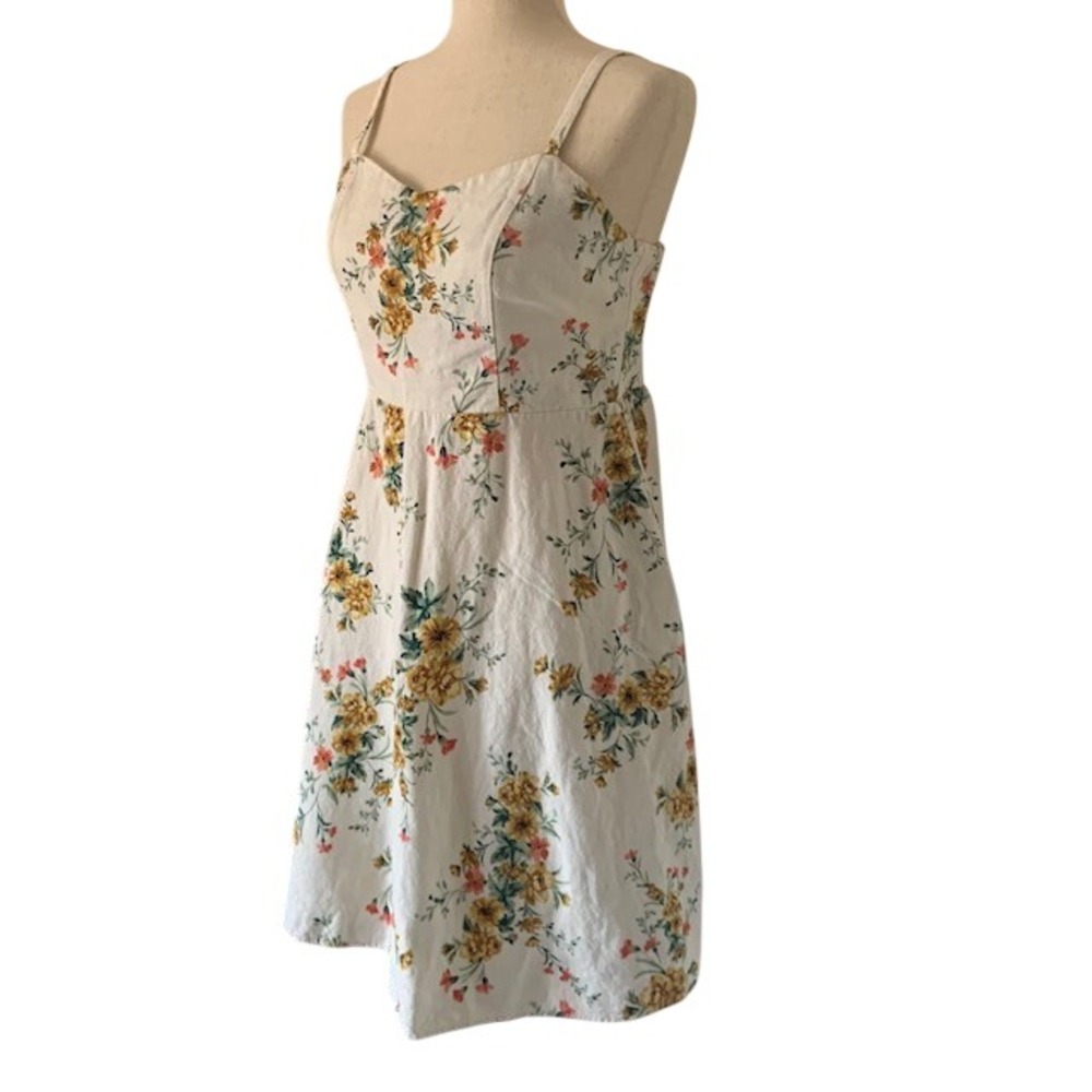 Old Navy Floral Country Cowgirl Dress M Western Prairie Linen Rayon Boho EUC